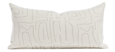 Abstract Pillow Cover in Natural showing woven fabric front and natural ivory linen backing