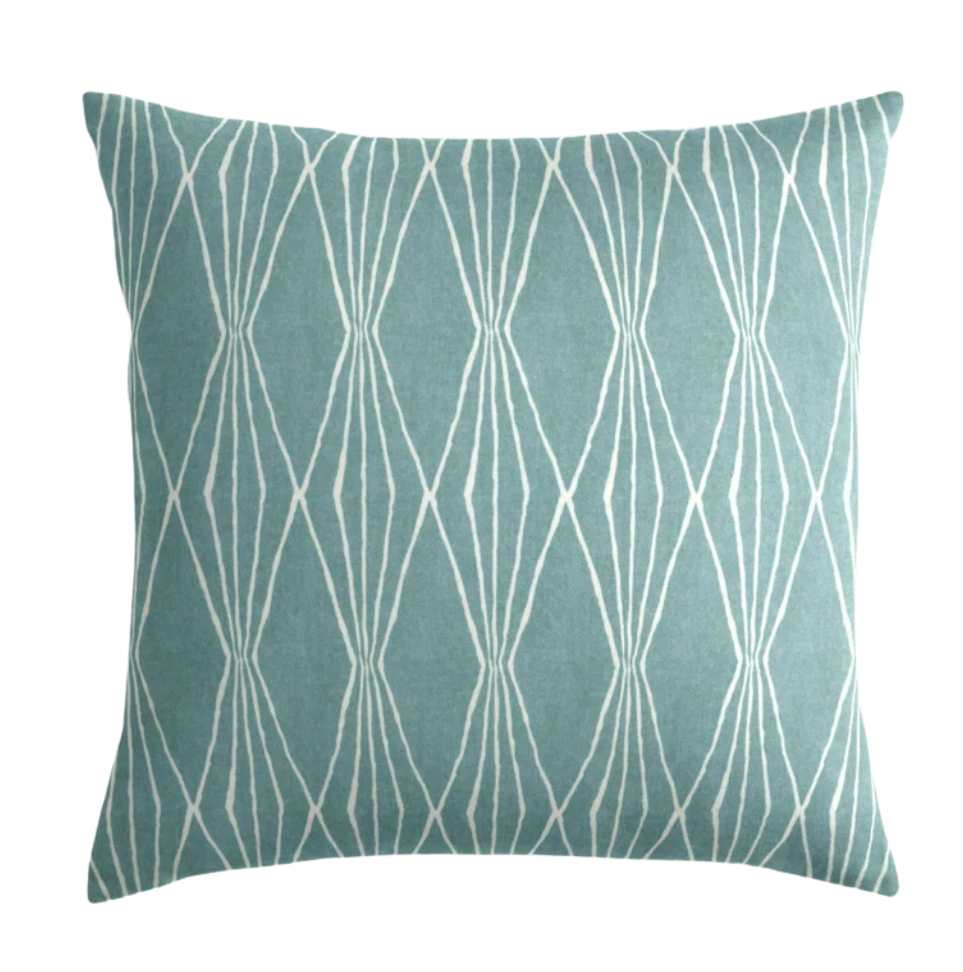 Handcut Shapes Pillow Cover in Rain Blue showing abstract blue and darker blue shapes on both sides