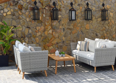 Panther Outdoor Patio Wicker and FSC Wood Seating Set by LifestyleGarden US - product image 2 for Resin Society