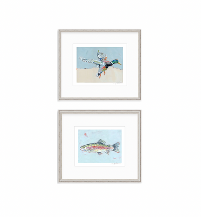 Shore Searching Mallard And Fish Fine Art Print