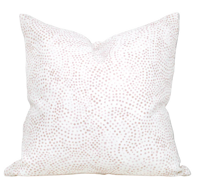 Cadiz Pillow Cover in blush color featuring printed fabric front and ivory linen back