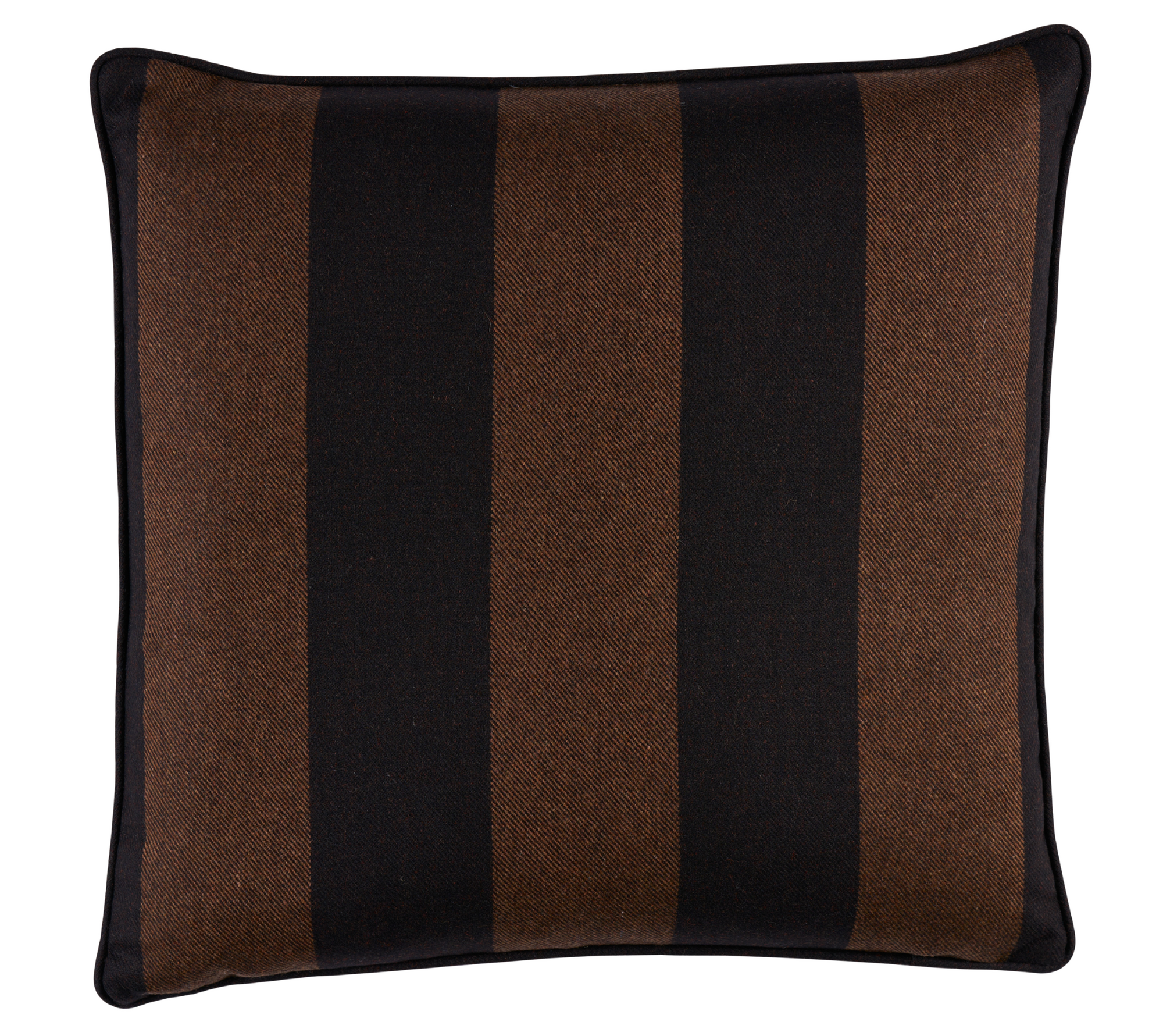Hemlock woven pillow cover in Java brown with visible stripe pattern and natural linen back option