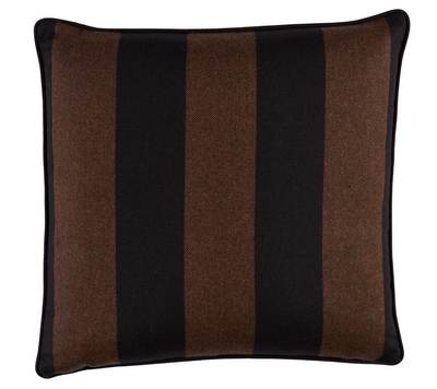 Hemlock woven pillow cover in Java brown with visible stripe pattern and natural linen back option
