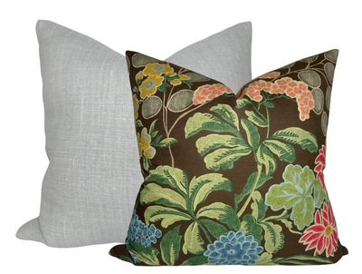 Meadow Floral Pillow Cover in Brown, Thibaut Pillows