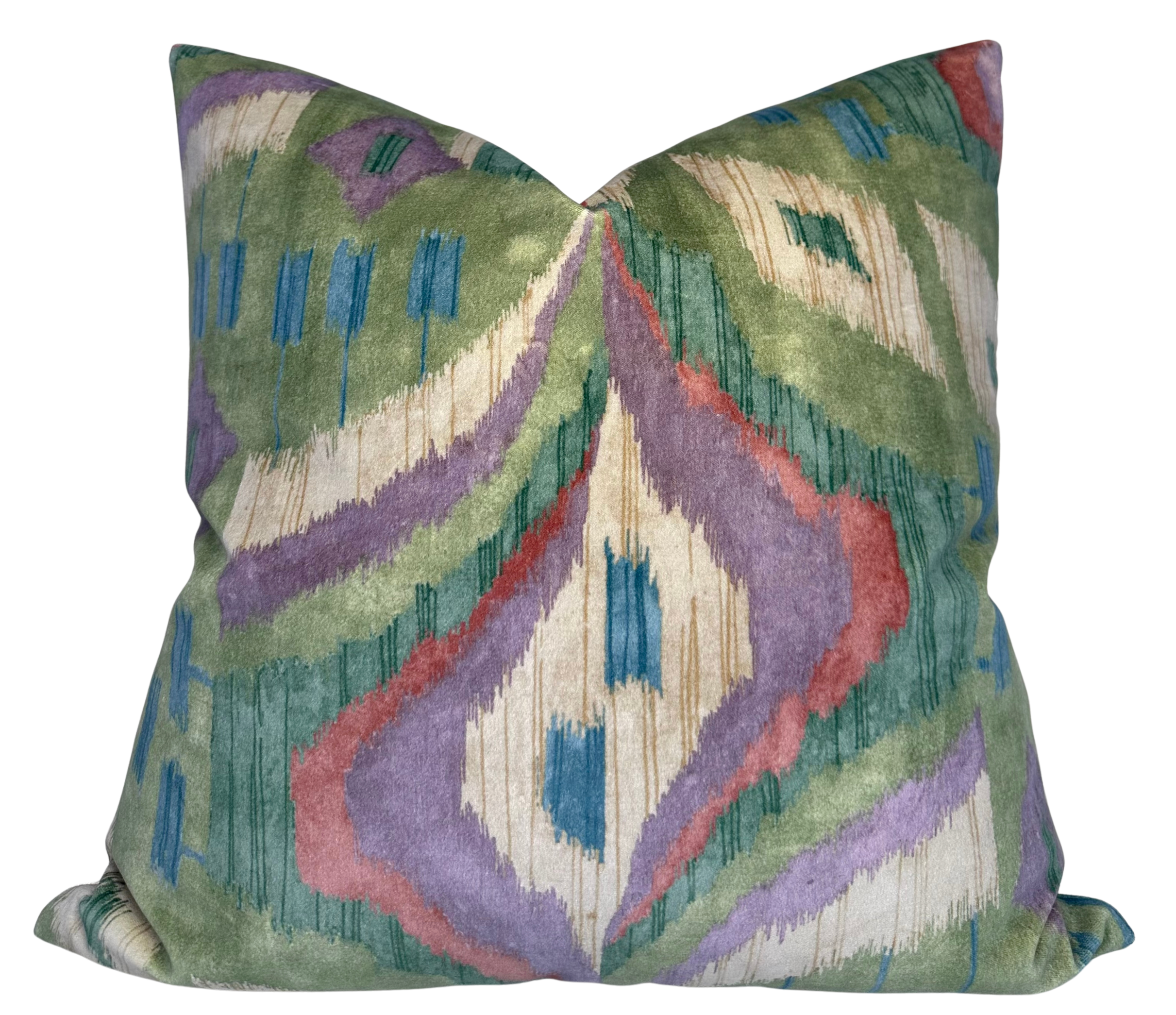 Artesian Velvet Pillow Cover in Wild Sage color with ivory linen or velvet backing, laid on a neutral surface