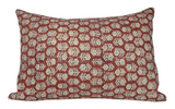 Floral Pillow Cover in Saffron showing floral block print fabric on front and ivory linen fabric backing