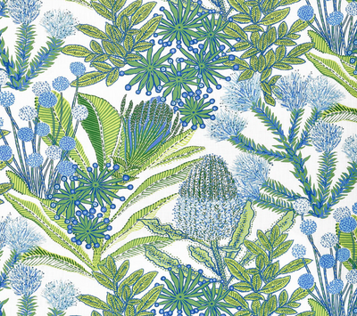 Protea Performance Pillow Cover in Blue + Green, Thibaut Pillows