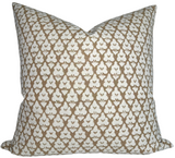 Decorative Arboreta Pillow Cover in brown on sofa with ribbed linen backing