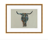 True Grit Longhorn Fine Art Print by Chelsea McShane featuring Texas Longhorn silhouette