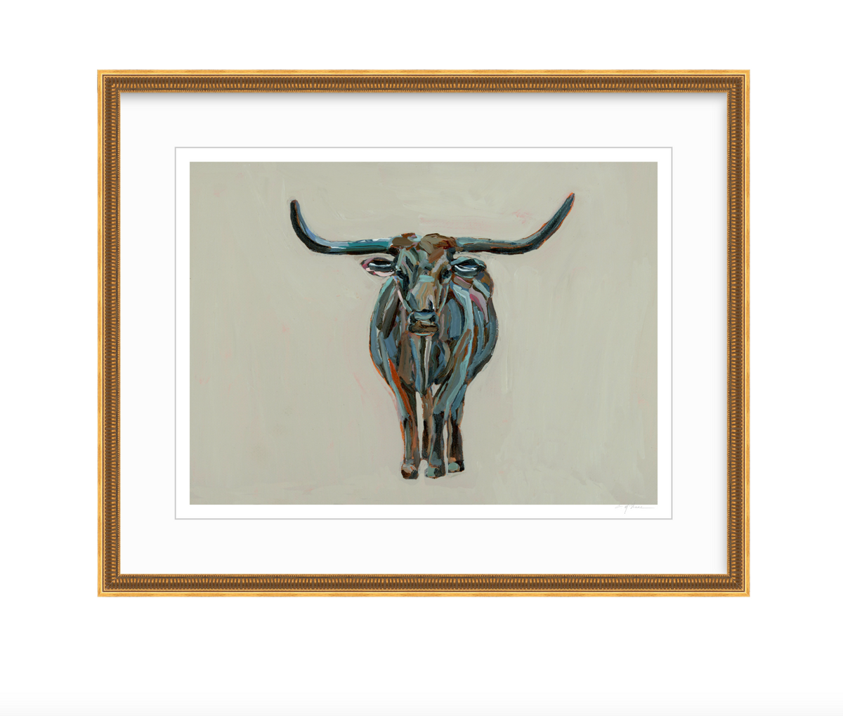 True Grit Longhorn Fine Art Print by Chelsea McShane featuring Texas Longhorn silhouette