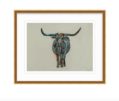 True Grit Longhorn Fine Art Print by Chelsea McShane featuring Texas Longhorn silhouette