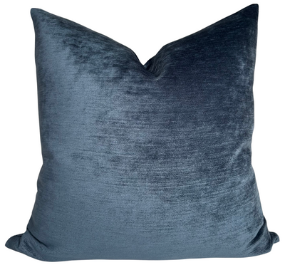Sapphire Velvet Pillow Cover in rich blue displayed on surface