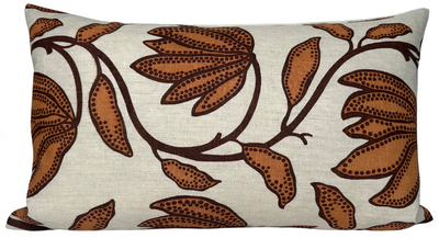 Desert Floral Pillow Cover in Ochre showing detailed floral pattern and ivory linen backing