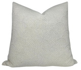 Inverse Scalloped Woven Pillow Cover showing scalloped woven pattern on front and ivory linen fabric on back