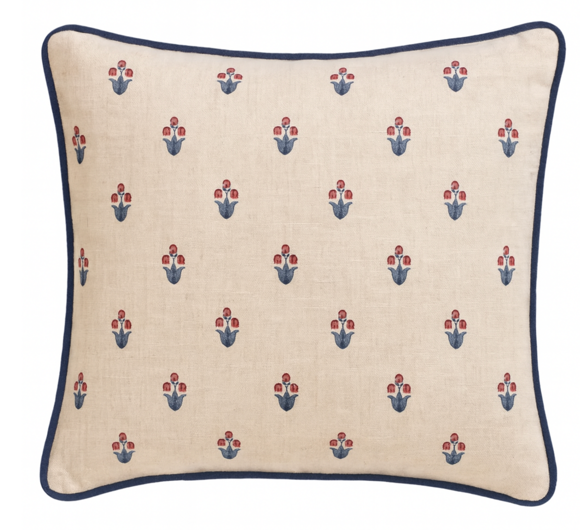 Moira Floral Pillow Cover in Red + Blue, Schumacher Textiles by DEKOWE