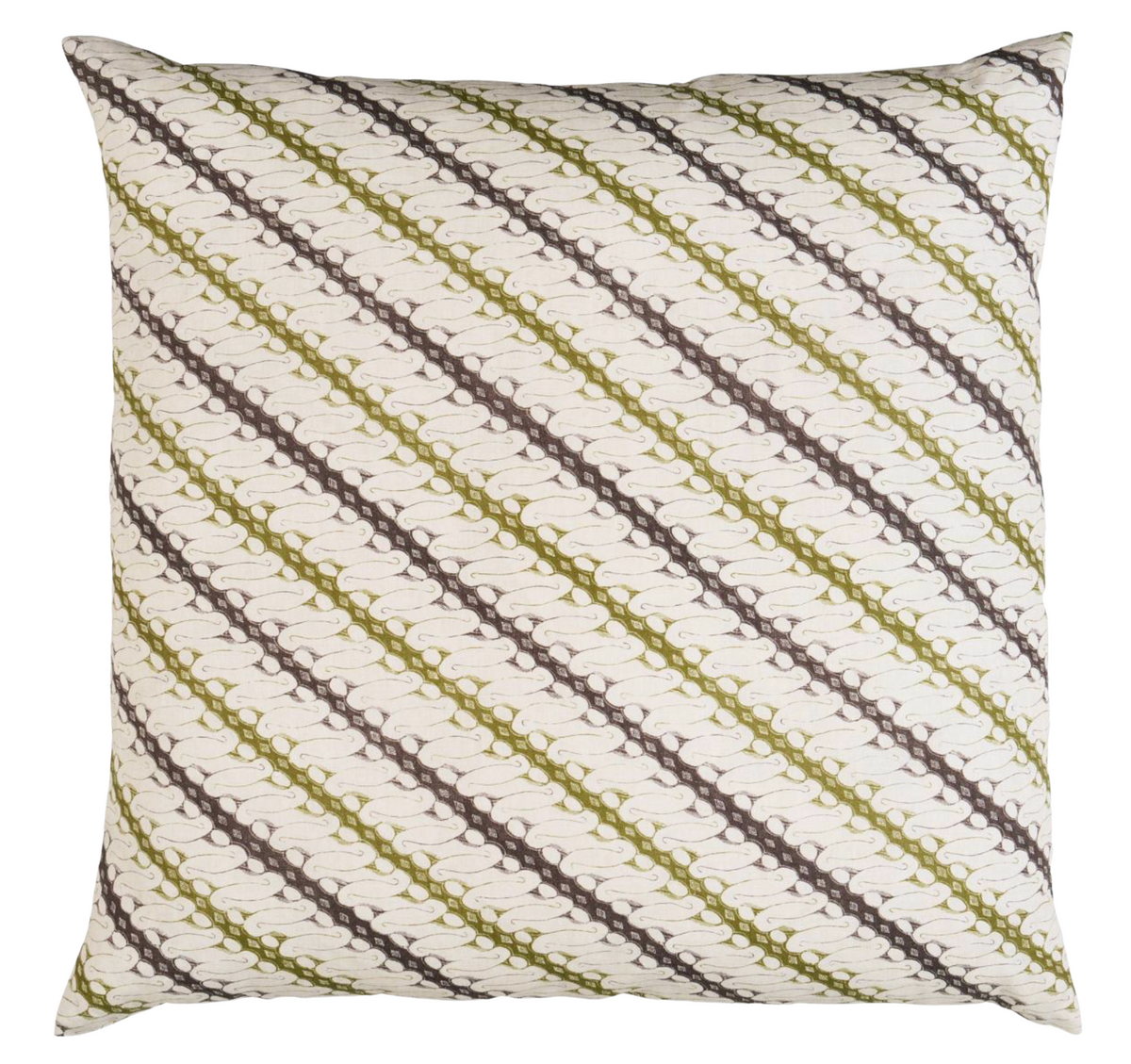Ronnie Pillow Cover in green linen fabric with ivory linen backing
