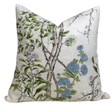 Lavender and cream Katsura Pillow Cover by DEKOWE shown on a sofa
