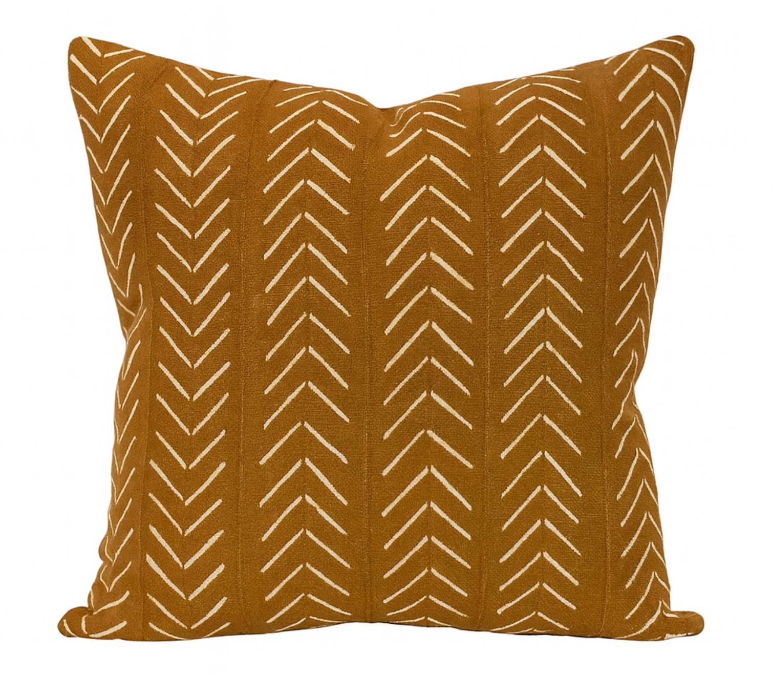 Chevron Print Mudcloth Pillow Cover in Brown front pattern detail