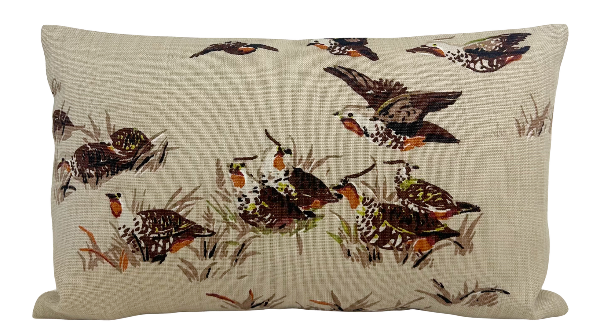 Pointers Covey Pillow Cover in tan brown front and ivory linen back