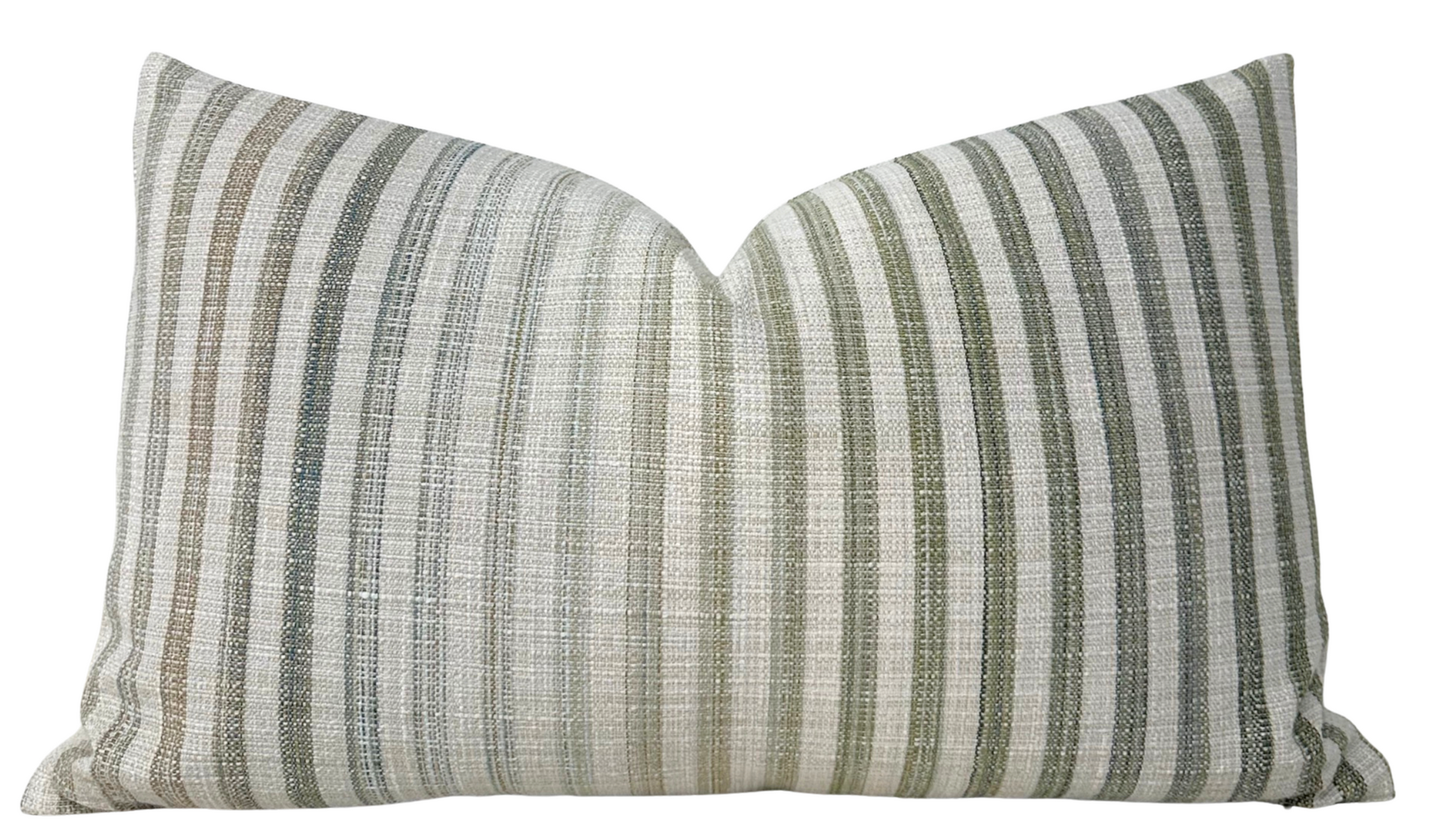 Pharos Pillow Cover in green displayed on sofa with layered cushions