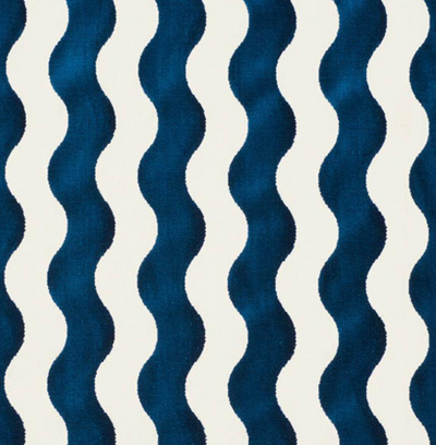 Wave Velvet Pillow Cover in Navy Blue, Schumacher Textiles