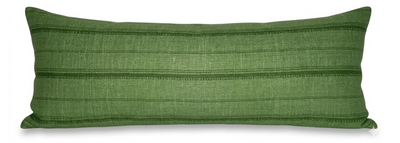 Malabar Pillow Cover in green with printed fabric front and ivory linen back
