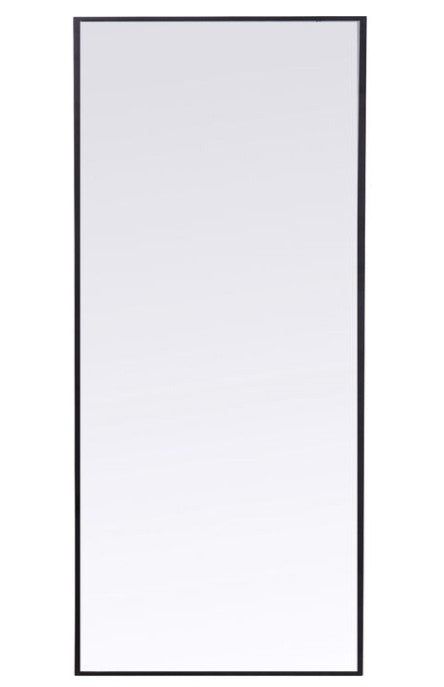 Mirror Bella 180x60cm with thin black aluminum frame leaning against a patterned wall