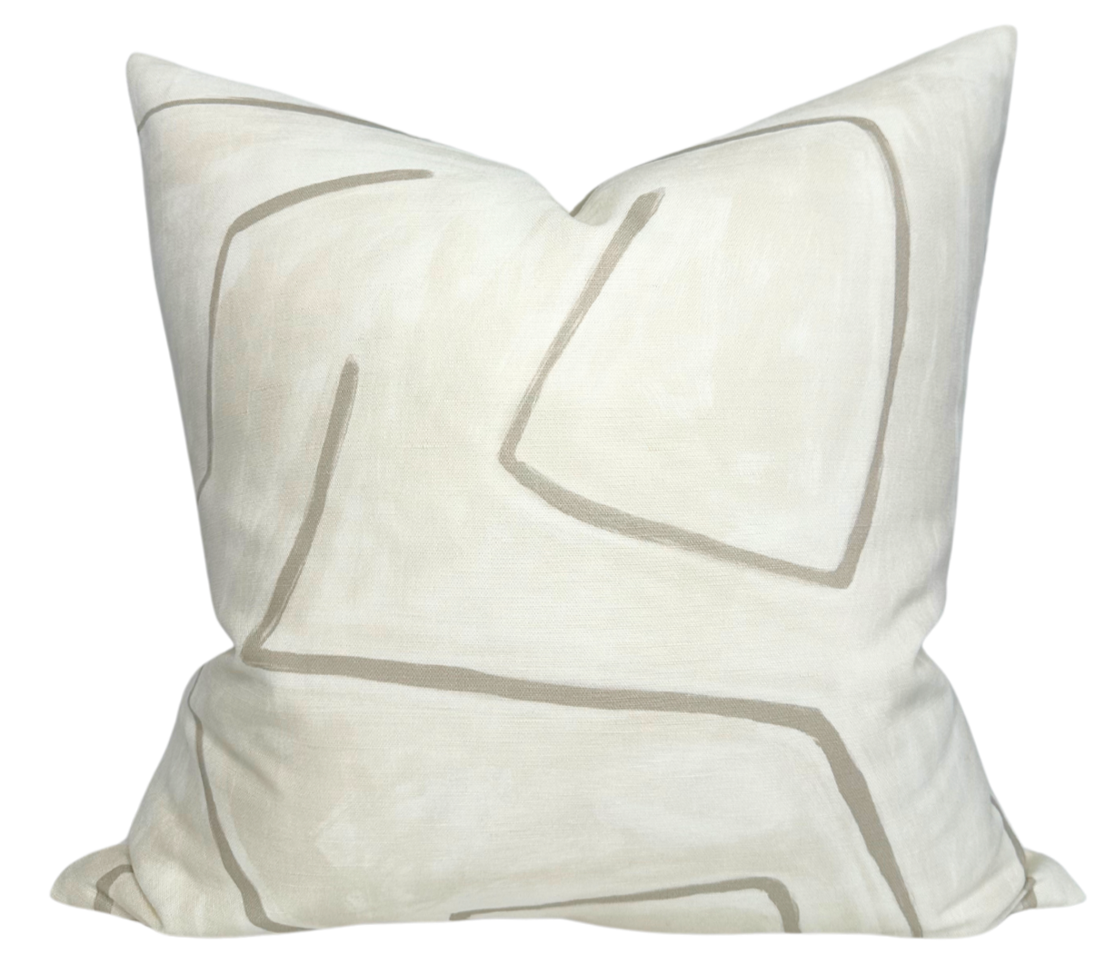 Graffito Pillow Cover in Parchment color with abstract patterns and ivory linen backing