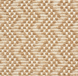 Close-up of Audley woven pillow cover fabric in sand tones, featuring a textured geometric pattern of raised loops and stitched rectangles in beige and cream.
