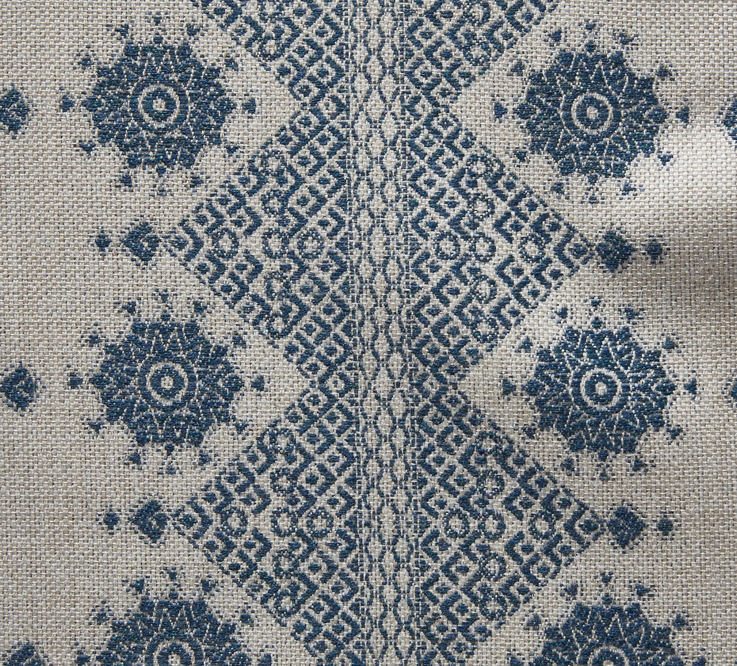 Carmania Pillow Cover in Indigo on Natural, Peter Dunham Textiles