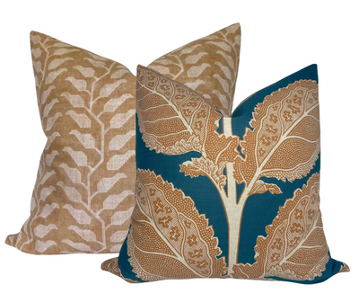 Lacinato Pillow Cover in Ochre + Mineral, Thibaut Pillows