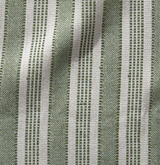 Textile pattern featuring alternating vertical stripes in soft green and natural beige, with thin checkered lines adding subtle texture and depth.