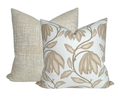 Desert Floral Pillow Cover in Birch Natural, Thibaut Pillows
