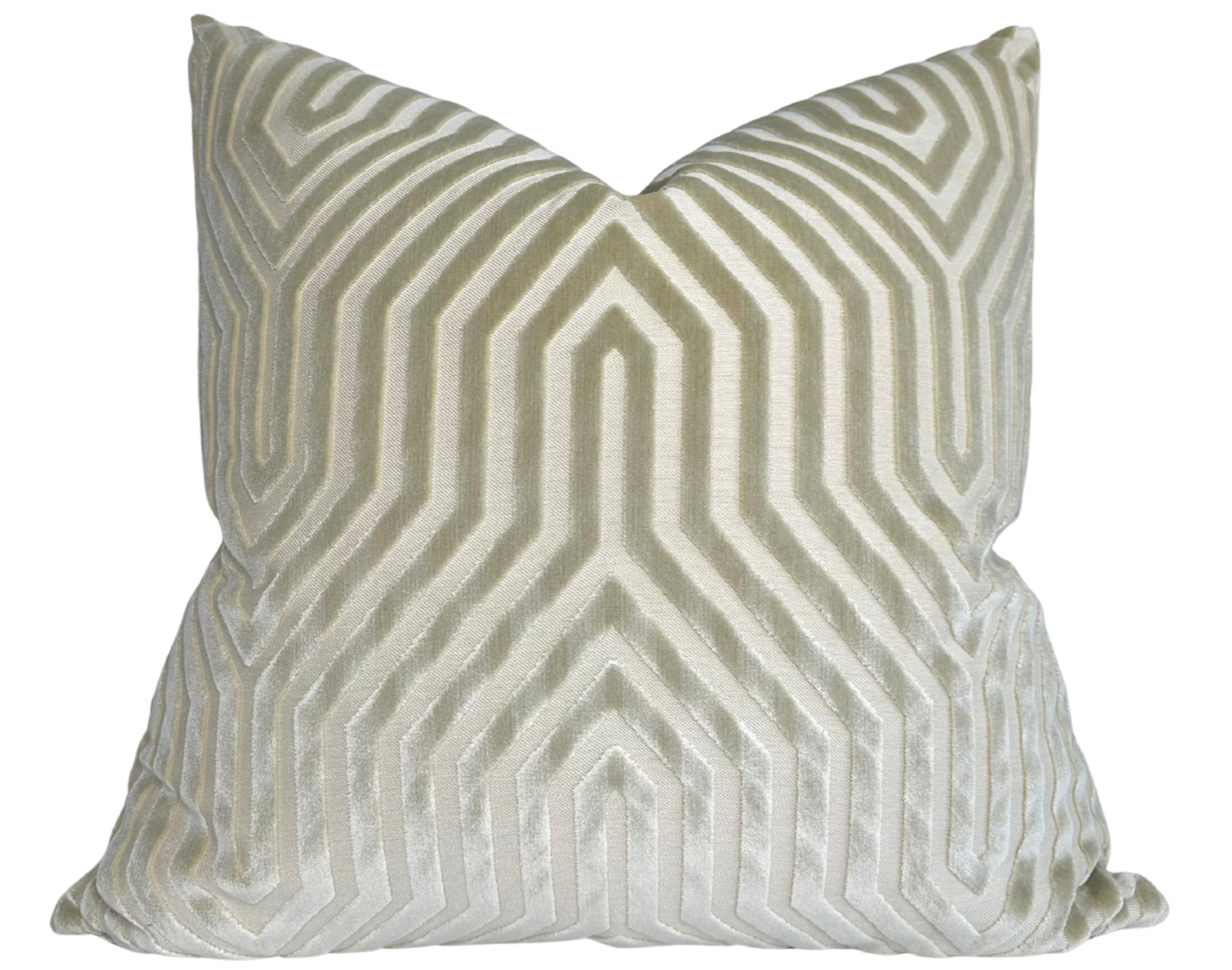 Vanderbilt Pillow Cover with greige velvet front and ivory back fabric