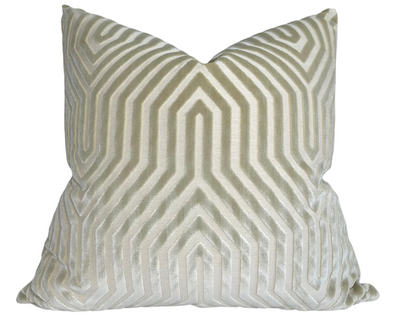 Vanderbilt Pillow Cover with greige velvet front and ivory back fabric