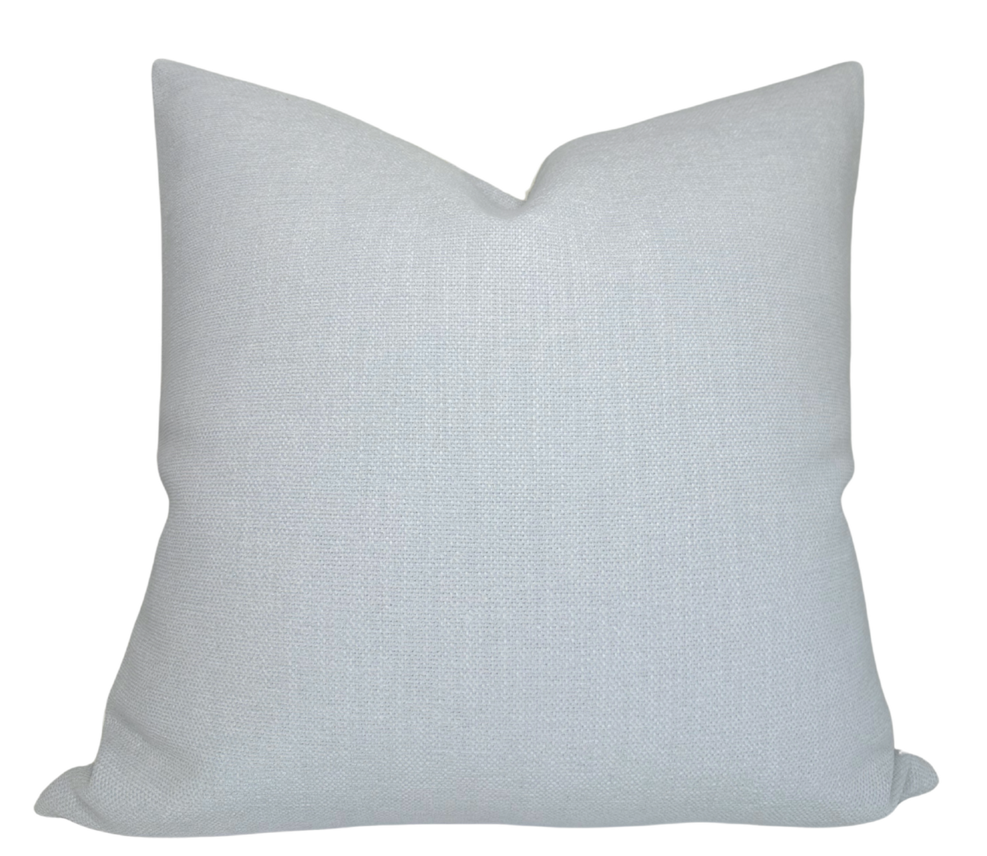 Outdoor Rough 'n Tumble Woven Pillow Cover in Ice Blue by DEKOWE displayed in a stack of pillows