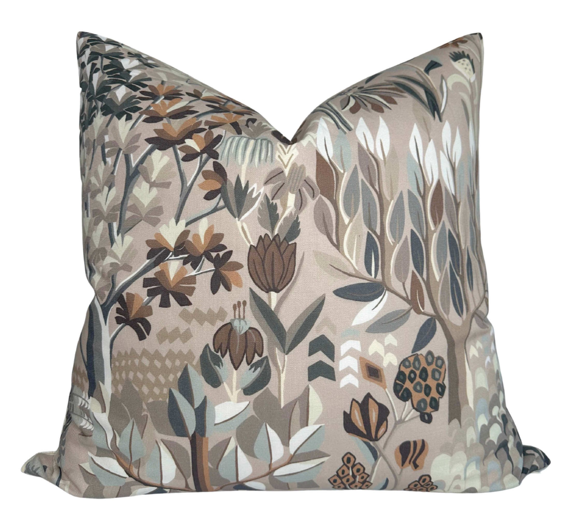 Alpine Pillow Cover in Birch with floral pattern and ivory linen backing
