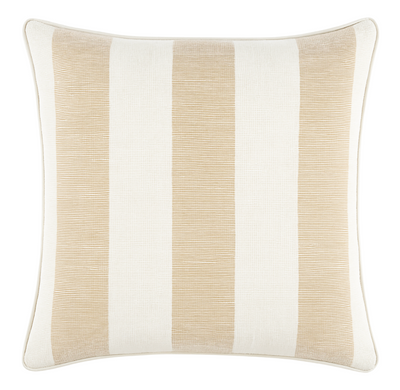 Ketley Stripe Pillow Cover in Natural from DEKOWE showing woven front fabric and ivory back performance fabric