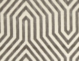 Close-up of Vanderbilt Pillow Cover fabric in Dove Grey, showing a geometric maze-like pattern with thick white and grey lines alternating in a symmetrical design.