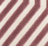 Close-up of lilac velvet diagonal stripes on a cream fabric background with a textured and soft appearance