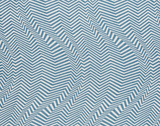 Textile pattern with overlapping zigzag chevrons in varying shades of blue on a light background, creating a dynamic geometric wave effect.