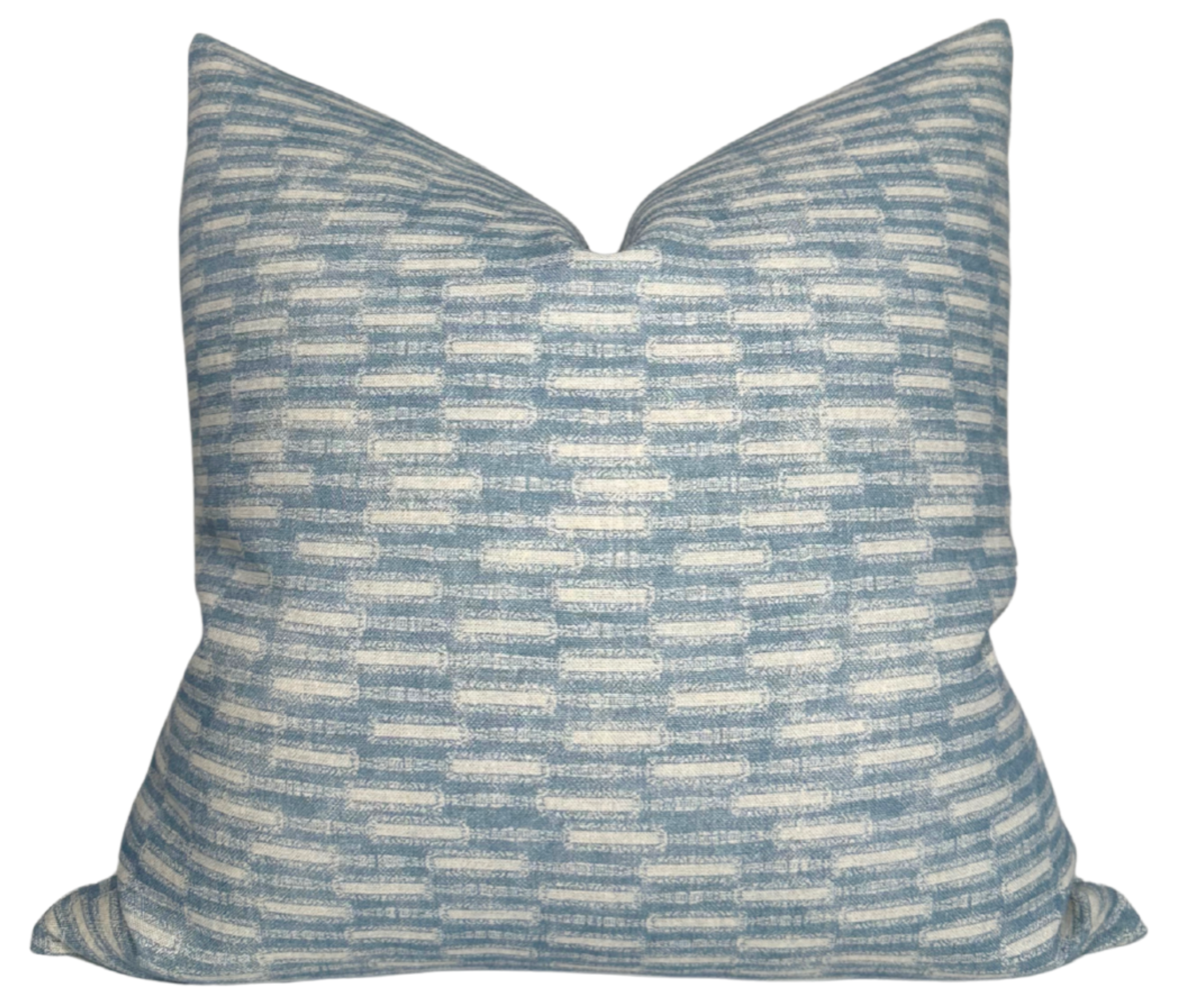 Lacuna Pillow Cover in Azul Blue with ivory linen backing by Susan Connor Textiles