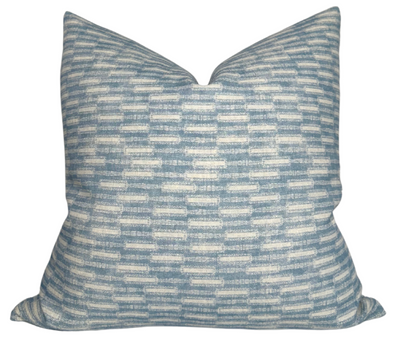 Lacuna Pillow Cover in Azul Blue with ivory linen backing by Susan Connor Textiles