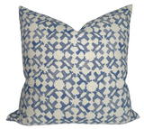 Orcha Pillow Cover in Indigo Blue featuring Peter Dunham print and natural linen backing