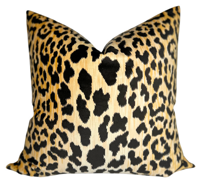 Leopard Velvet Pillow Cover showing rich leopard print on soft velvet fabric