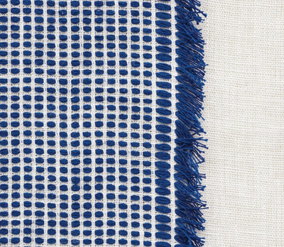 Tulum Casement Embroidered Pillow Cover in Blue, Schumacher Textiles