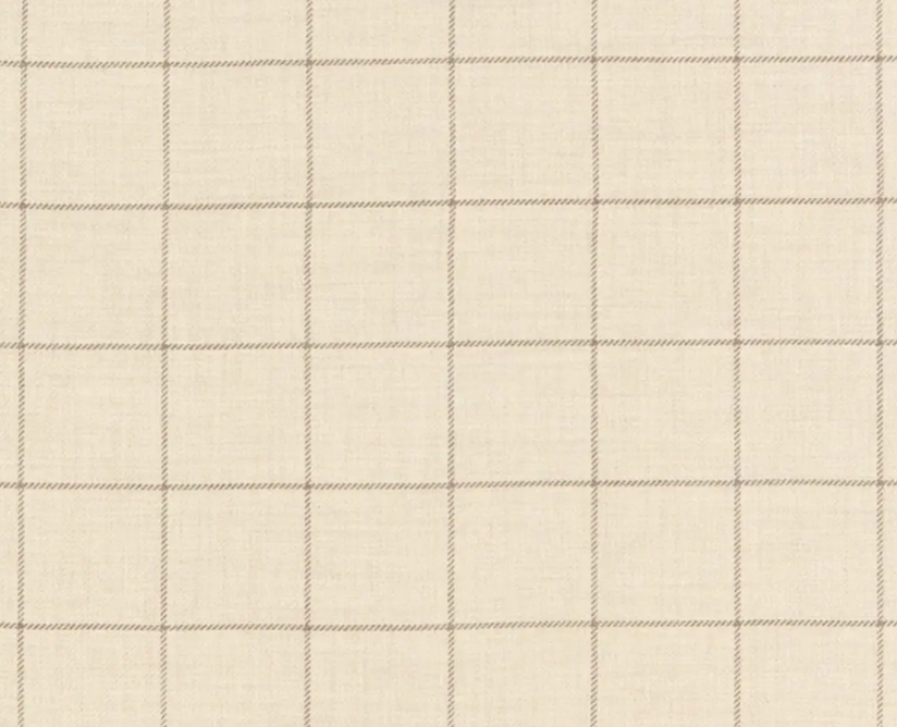 Cream-colored fabric with a subtle grid pattern of thin, malt brown lines forming evenly spaced squares.
