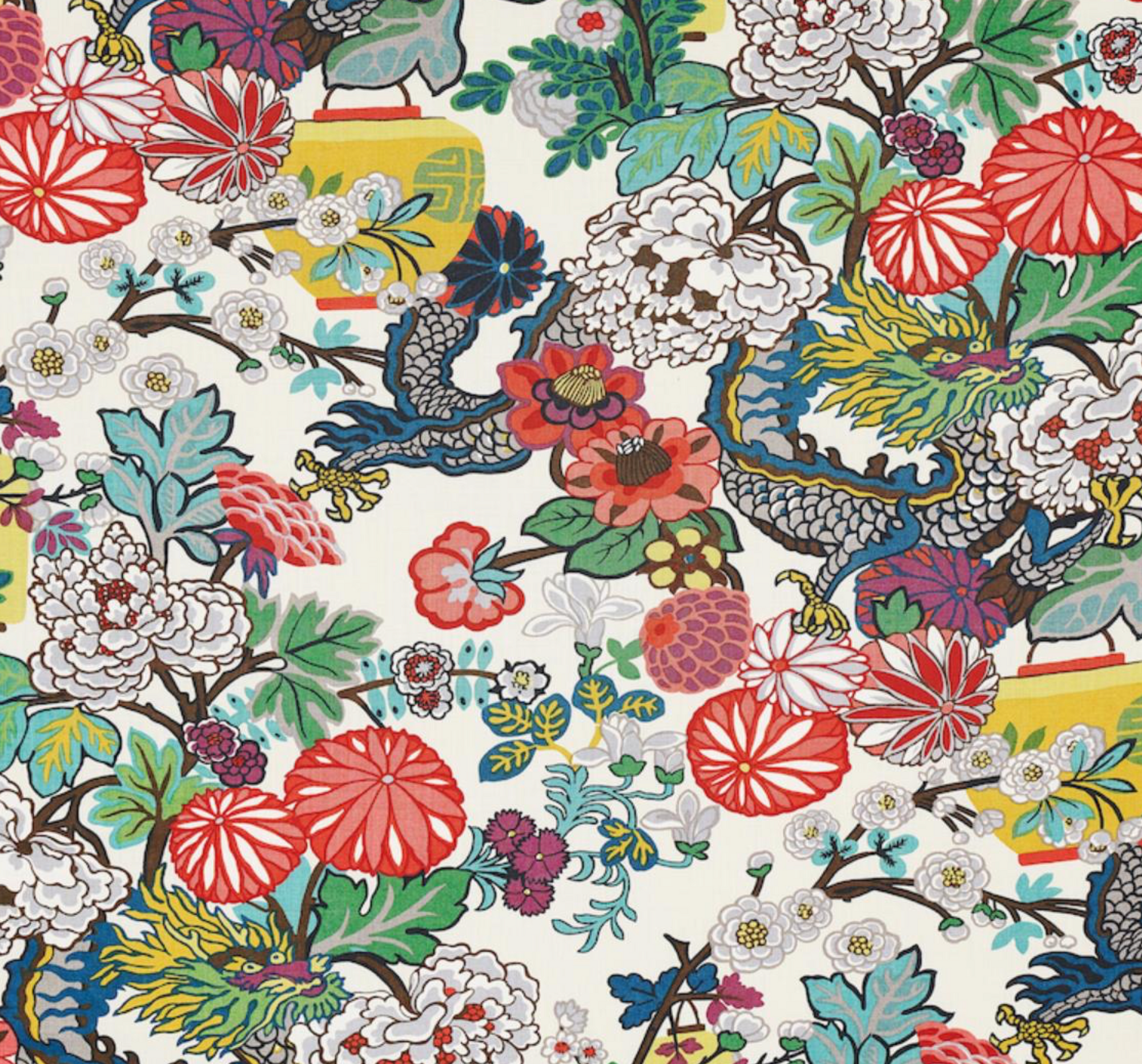 Chiang Mai Dragon Pillow Cover in Alabaster, Schumacher Textiles