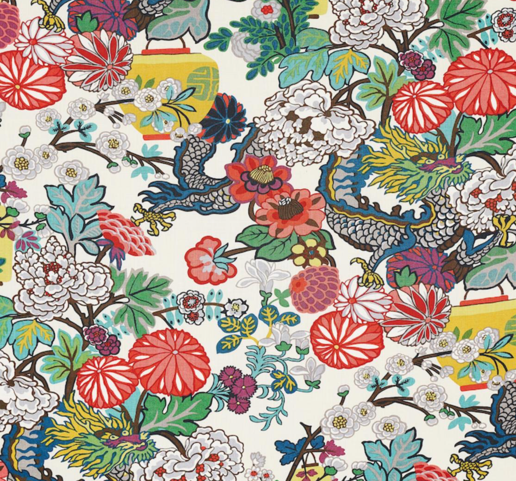 Chiang Mai Dragon Pillow Cover in Alabaster, Schumacher Textiles