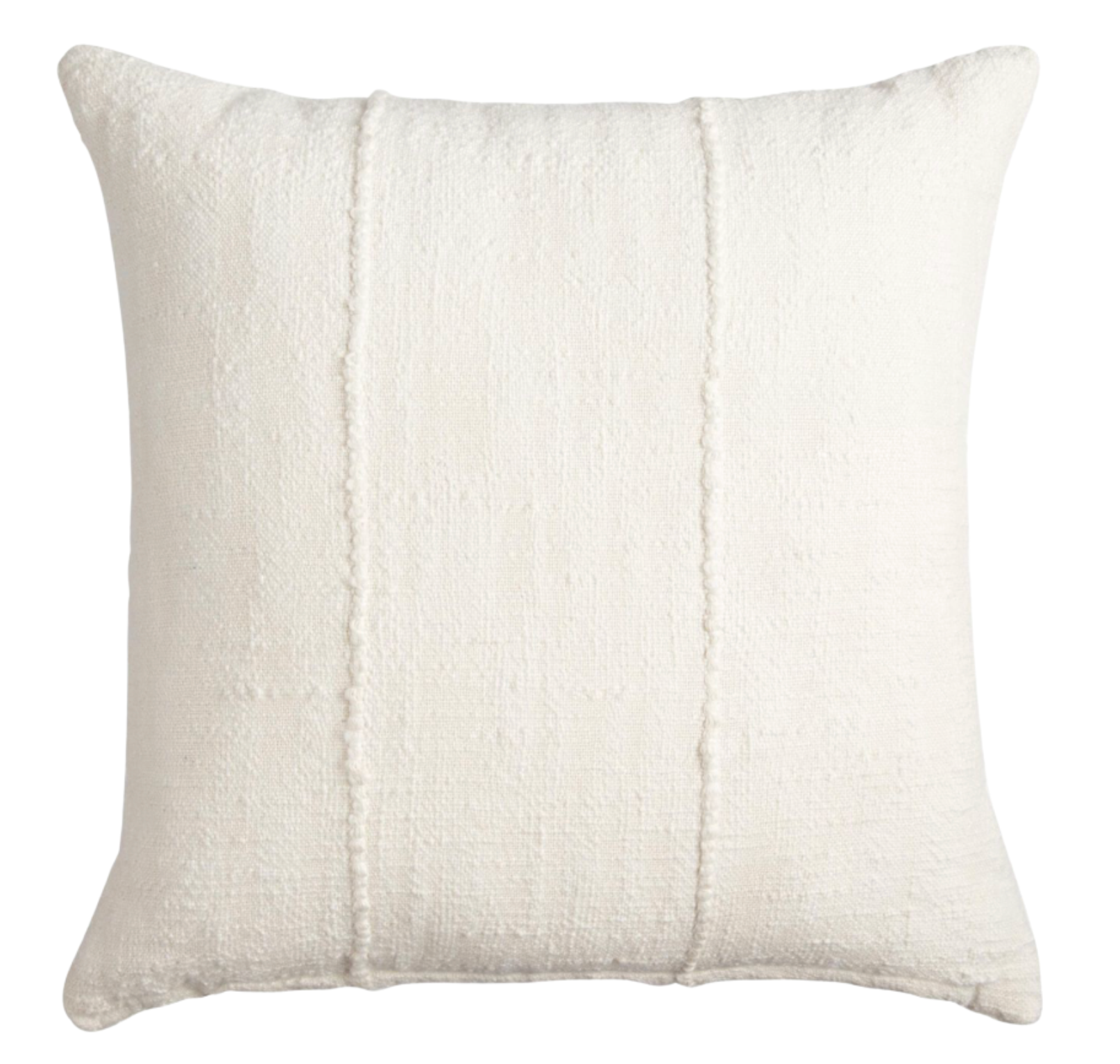 Ivory Mudcloth Pillow Cover with woven patterns and ivory linen backing